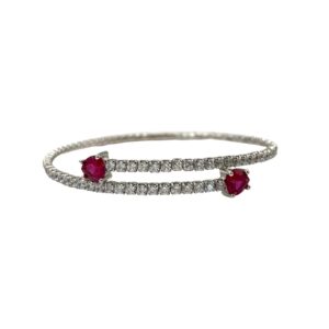Pulsera Aura Bangle piedras blancas y pultas rojas. PU000699