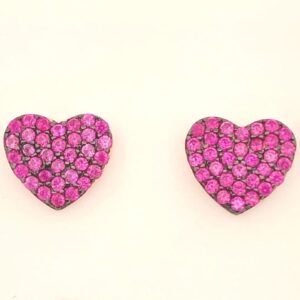 Pendientes corazón Ara piedras rosas. PE006459