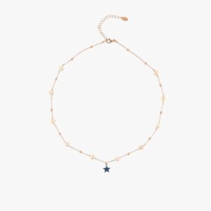 Collar Aura plata rosé, perlas naturales y estrella piedras azules. GA005667