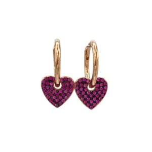 Pendientes Aura plata rosé, aro con corazón dentro . PE006186