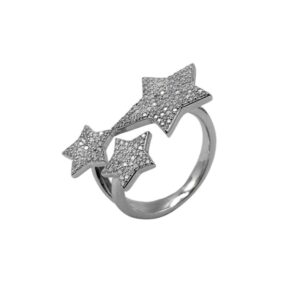 Anillo Aura plata estrellas grandes con piedras. SO001655