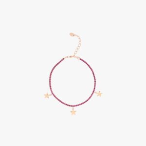 Pulsera Aura plata rosé riviere piedras rosas y estrellas colgantes. PU006686