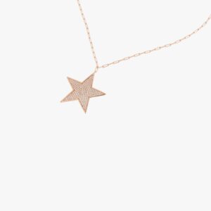Collar Aura estrella grande piedras blancas plata rosé. GA003835