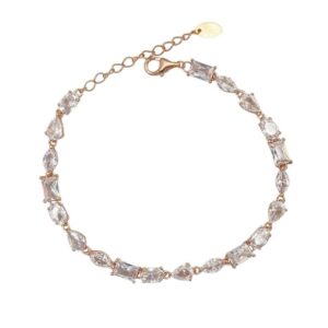 Pulsera Aura oro rosé,  piedras formas en blanco. PU007066