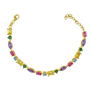 Pulsera Aura Plata dorada con piedras diferentes formas y colores y cadenita extensora.BR007138