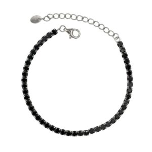 Pulsera Aura riviere plata piedras negras. PU007847