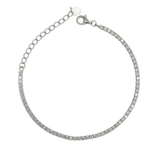Pulsera Aura Plata rodiada tennis cadenita extensora 2 mm.BR003339