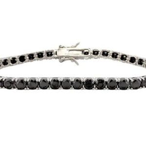 Pulsera Aura Plara rodiada 20 cms y 4 mm piedras azabache.BR007943