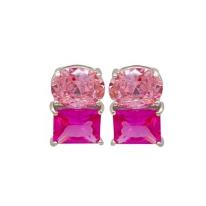 Pendientes Aura con dos piedras rosa. EA007978