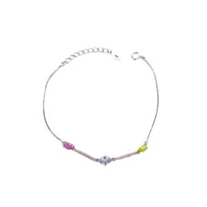Pulsera Aura Plata con piedras en color rosa azul y limón. BR008874