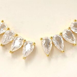 Pendientes Aura Plata, dorados con 4 circonitas drop. EA006639