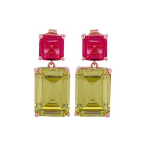 Pendientes Aura Plata Rose con piedras granate y olivina. EA007839
