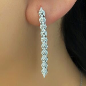 Pendientes plata largos con circonitas de Aura. EA008294