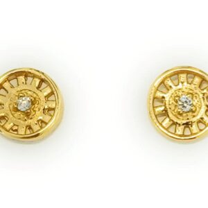 Pendientes Aura Ptata Baño Oro Vintage Cz. Blanca