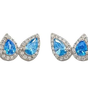 Pendientes Aura triples forma gota piedras color azul.EA005887