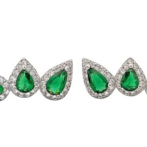 Pendientes Aura triples forma gota piedras color verde esmeralda.EA005886