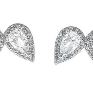 Pendientes Aura triples forma gota piedras blancas.EA005884