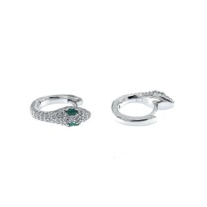 Pendientes Aura Plara aro forma serpiente piedra color esmeralda.EA002255