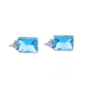 Pendientes Aura Plata piedra rectangular azul turquesa.EA009616