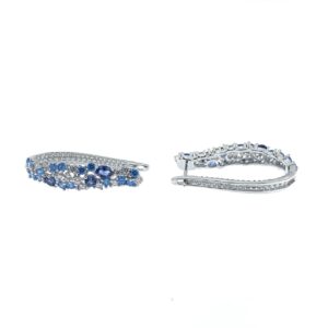 Pendientes Aura Plata aro alargado blancoy azules.EA008827