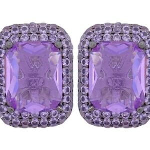 Pendientes Aura Plata rectángulo piedras malvas .EA008187