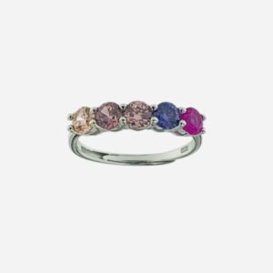 Anillo aura plata circonitas tonos rosa. Ajustable