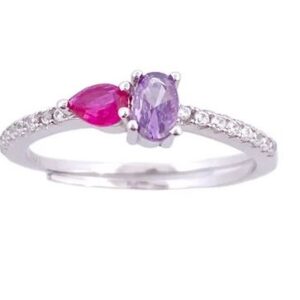 Anillo Aura plata color malva y rubí.RI004311