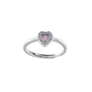 Anillo Aura plata ajustable corazón rosa .RI002893