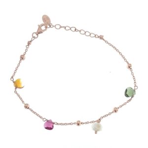 Pulsera Aura rosé bolitas  colores y perlas.BR008112