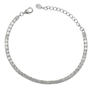 Pulsera Aura Plata rodiada tennis 3 mm y cadena extensora.BR003328