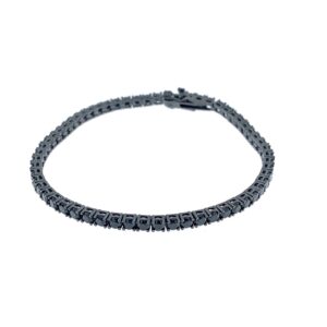 Pulsera Aura Plata oxidada tennis 20 cms y 3 mm y piedras azabache.BR006336