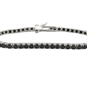 Pulsera Aura Plata tennis 21 cms y 3mm con piedras azabaches.BR007938