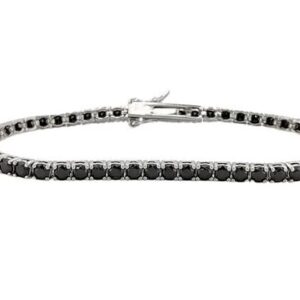 Pulsera Aura Plata oxidada tennis 18 cms y 4 mm piedras azabache.BR005978
