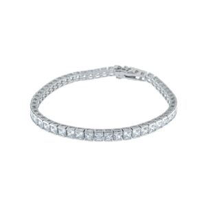 Pulsera Aura Plata rodiada tennis piedras cuadradas.BR008443