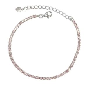 Pulsera Aura Plata piedras color rosa.BR007842