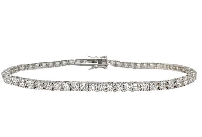 Pulsera Aura Plata rodiada piedras blancas.BR005948