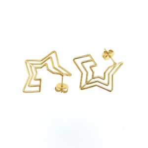 Pendientes aro aura plata baño oro estrella calada.0110476-2-1-30MM