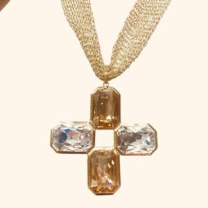 Collar aura Malla Cruz Oct  dorada Swarovski Elements. C87/1
