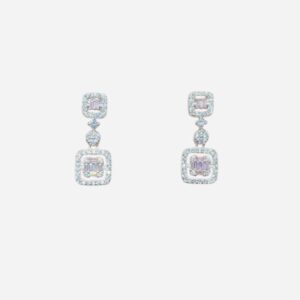 Pendientes aura plata piedras rosa. BIARP26