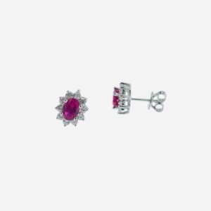 Pendientes aura plata piedra roja engastada. EZB075105