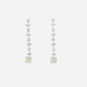 Pendientes largos aura plata circonitas baguette y amarillo. EZB122029