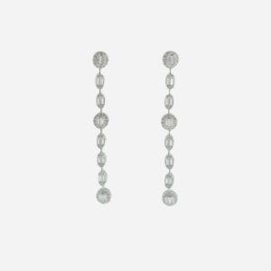 Pendientes largos aura plata dangle baguette. EZB112126