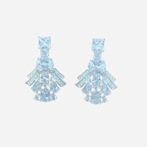 Pendientes largos aura plata flores vintage. EZC115512