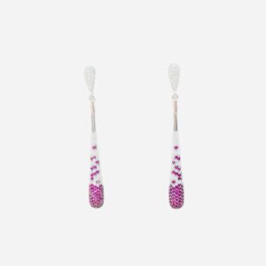 Pendientes Largos aura Plata Damero Bicolor Rosa Oscuro y Blanco. EZB104319