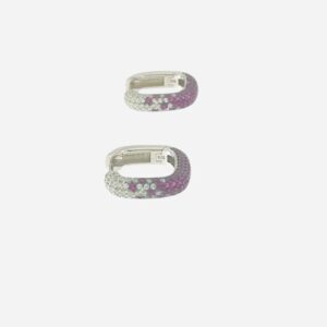 Pendientes aura Aro Cuadrado Damero Plata Bicolor Blanco y Rosa Oscuro. EZB106132