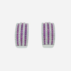 Pendientes aura Sinfonia Plata Circonitas Rosa Oscuro y Blancas.EZB062074