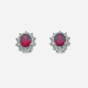 Pendientes aura Plata Sofia Ovalados Rubí. EZC115772