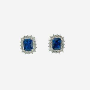 Pendientes aura Plata Fabiola Rectangular Zafiro. EZB105100