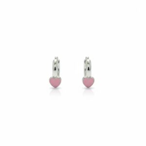 Pendientes aro aura corazón rosa. EA007077