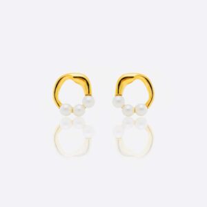 Pendientes aura aro dorado con perla. 0111094-2-1